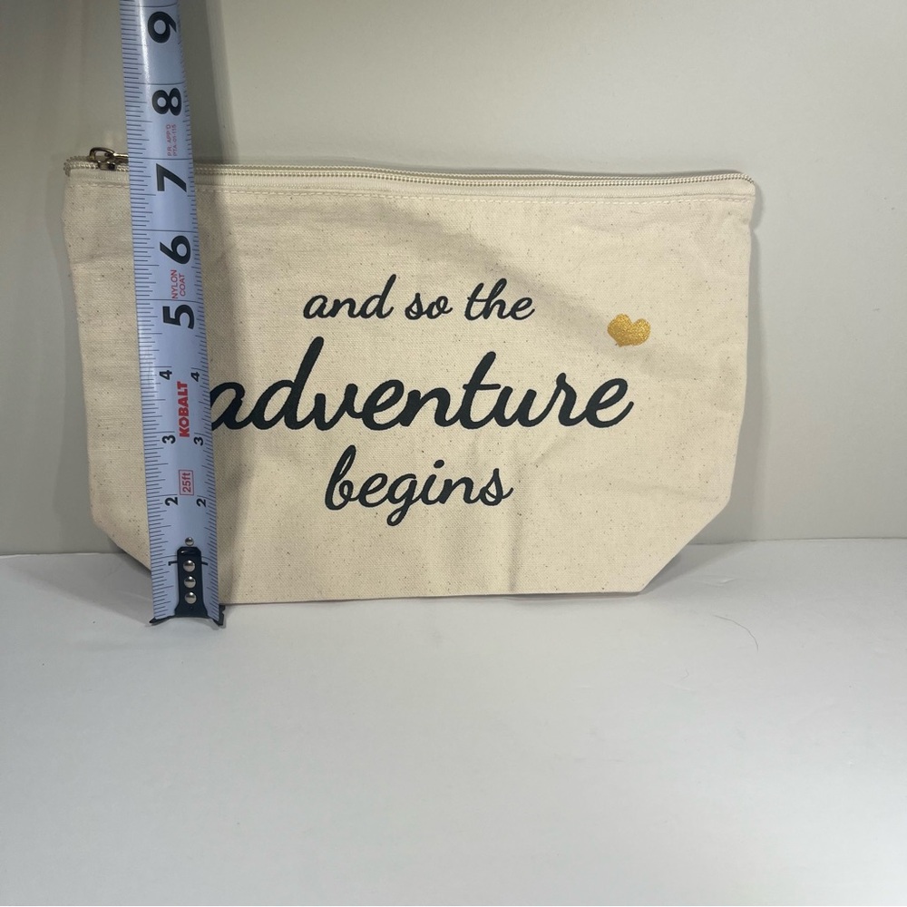 Canvas Zippered “and so the adventure begins” Pouch - Picture 8 of 8